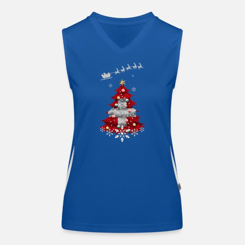 Christmas tree with Swiss flag Women's Functional Contrast Tank Top