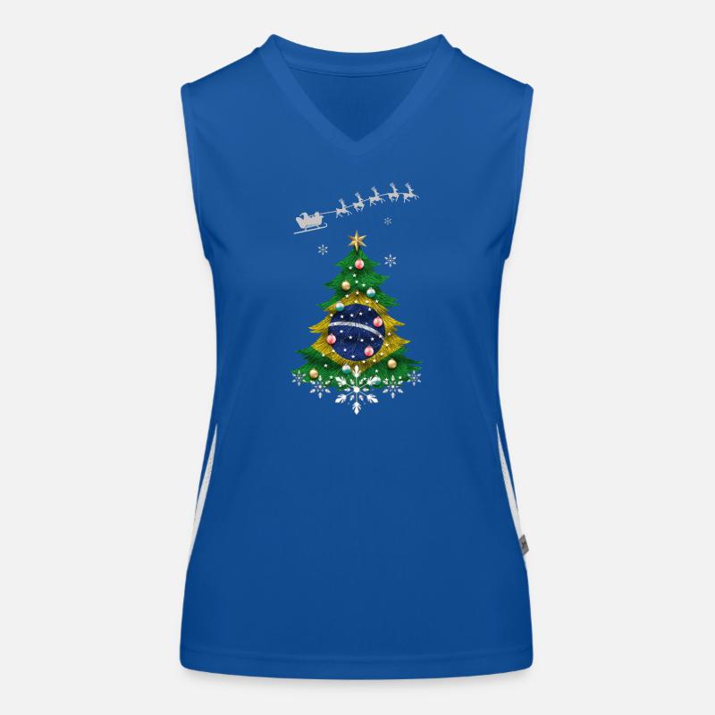 Christmas tree with Brazil flag Women's Functional Contrast Tank Top