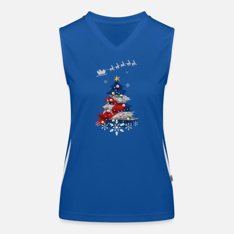 Christmas tree with Cuba flag Women's Functional Contrast Tank Top