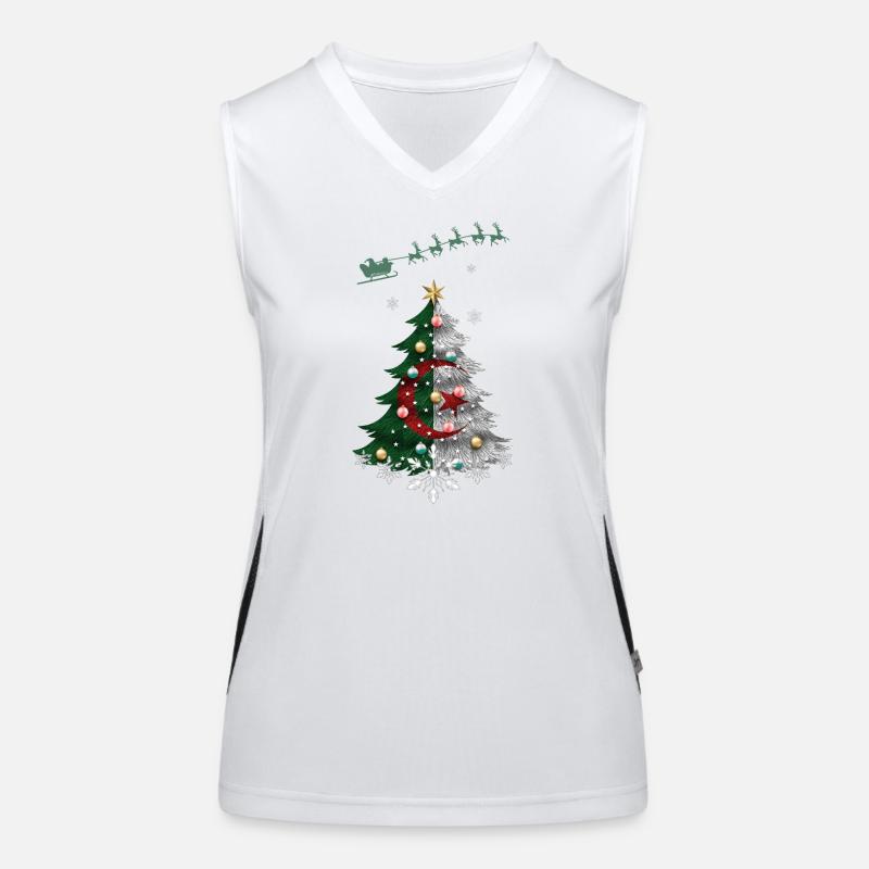 Sapin de Noël avec drapeau de l’Algérie Débardeur respirant contrasté Femme