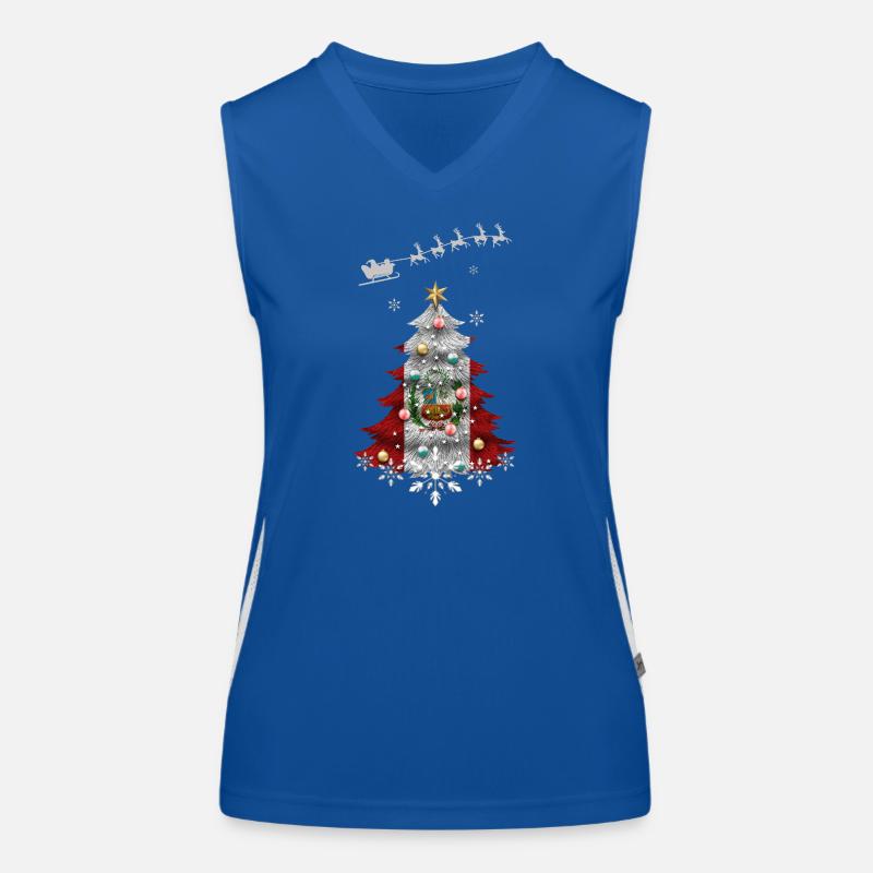 Weihnachtsbaum mit Peru-Flagge Funktionelles Kontrast-Tank Top für Frauen