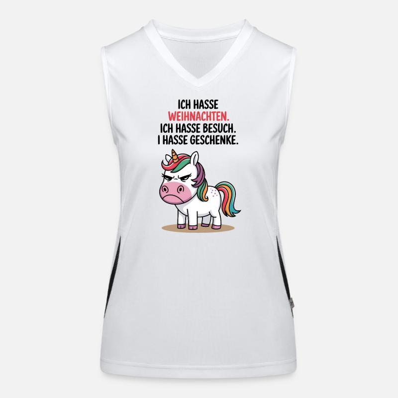 hasse Weihnachten Weihnachtsmuffel Anti Einhorn Funktionelles Kontrast-Tank Top für Frauen