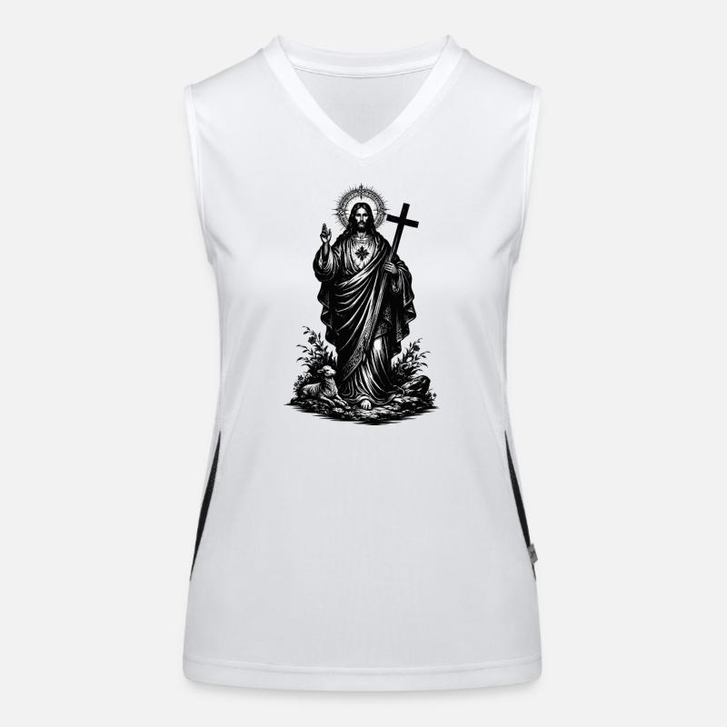  Jesus Christus Funktionelles Kontrast-Tank Top für Frauen