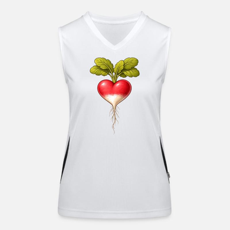 Radieschen Herzform Vintage Botanisch  Funktionelles Kontrast-Tank Top für Frauen