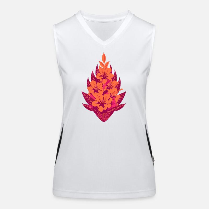 Orangene Hibiskusblüten Flora Funktionelles Kontrast-Tank Top für Frauen