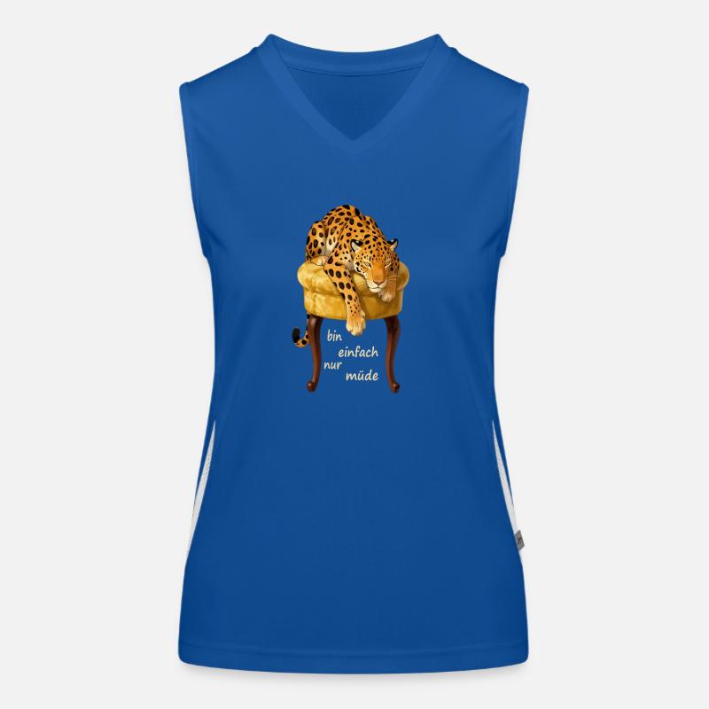 Müder Leopard auf Samtkissen Funktionelles Kontrast-Tank Top für Frauen
