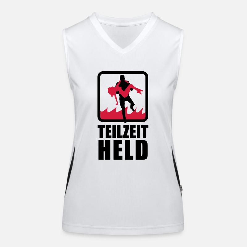 Part-time hero with flame Women's Functional Contrast Tank Top