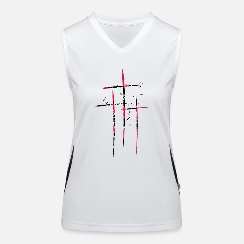 3 crosses design pattern scratch cool old tears br Women's Functional Contrast Tank Top