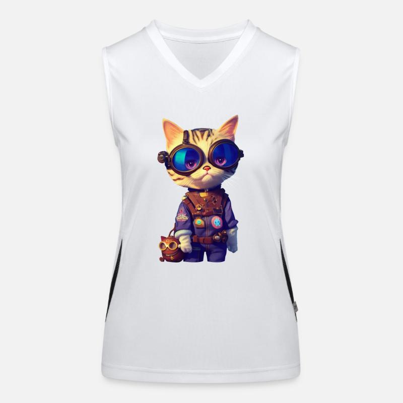 Aviator Katze Funktionelles Kontrast-Tank Top für Frauen