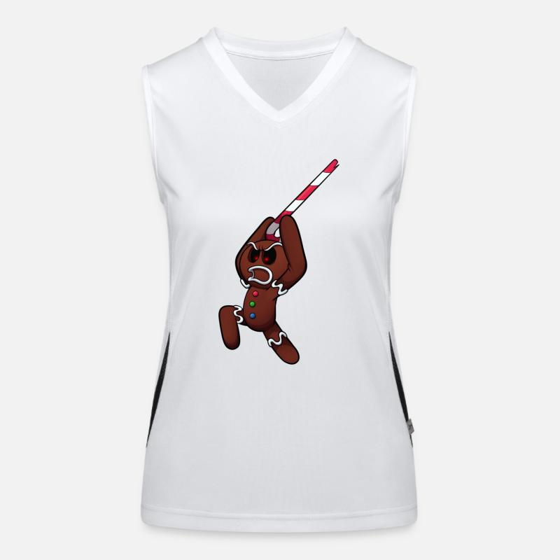 Attacking Evil Gingerbread Man Women's Functional Contrast Tank Top