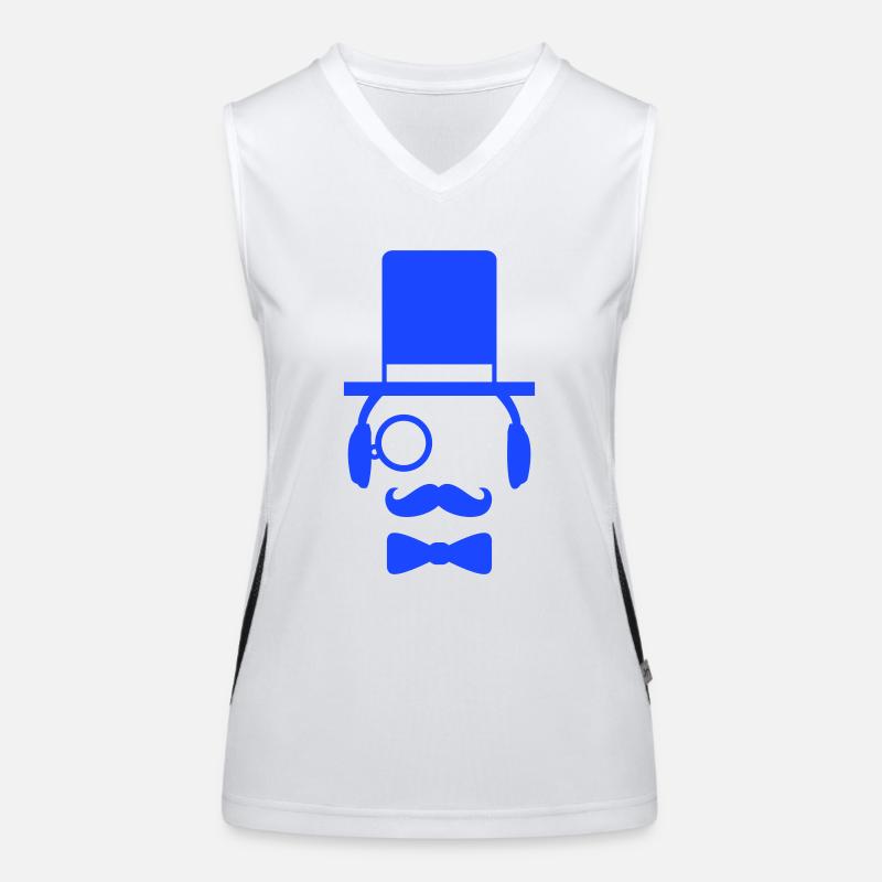 DJ Sir Mustache Monocle Top Hat Cool Gentleman Women's Functional Contrast Tank Top
