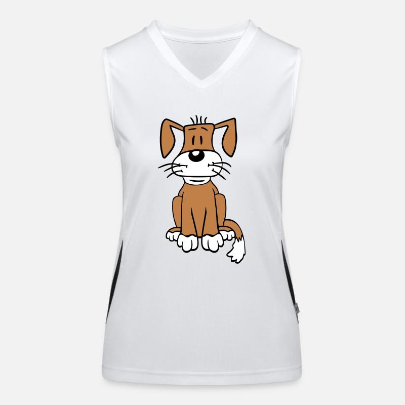 chien assis mignon petit chiot heureux animal de compagnie Débardeur respirant contrasté Femme