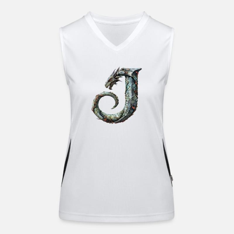 Buchstabe "J" im Drachendesign. Funktionelles Kontrast-Tank Top für Frauen