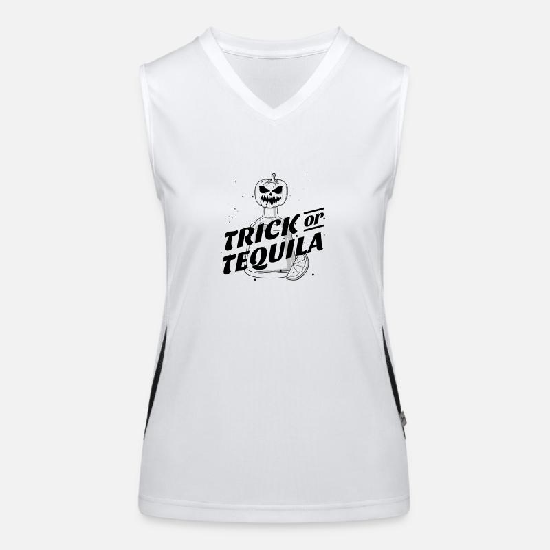 Halloween. Süßes oder Saures. Tequila. Lustig. Funktionelles Kontrast-Tank Top für Frauen
