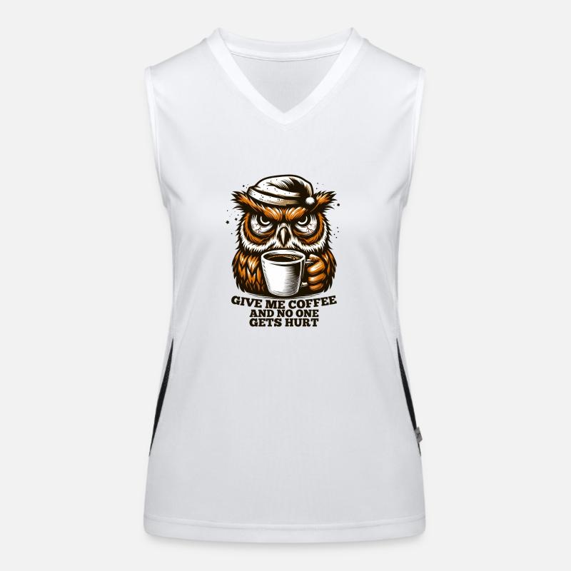 Eule Kaffee müde Geschenk Funktionelles Kontrast-Tank Top für Frauen