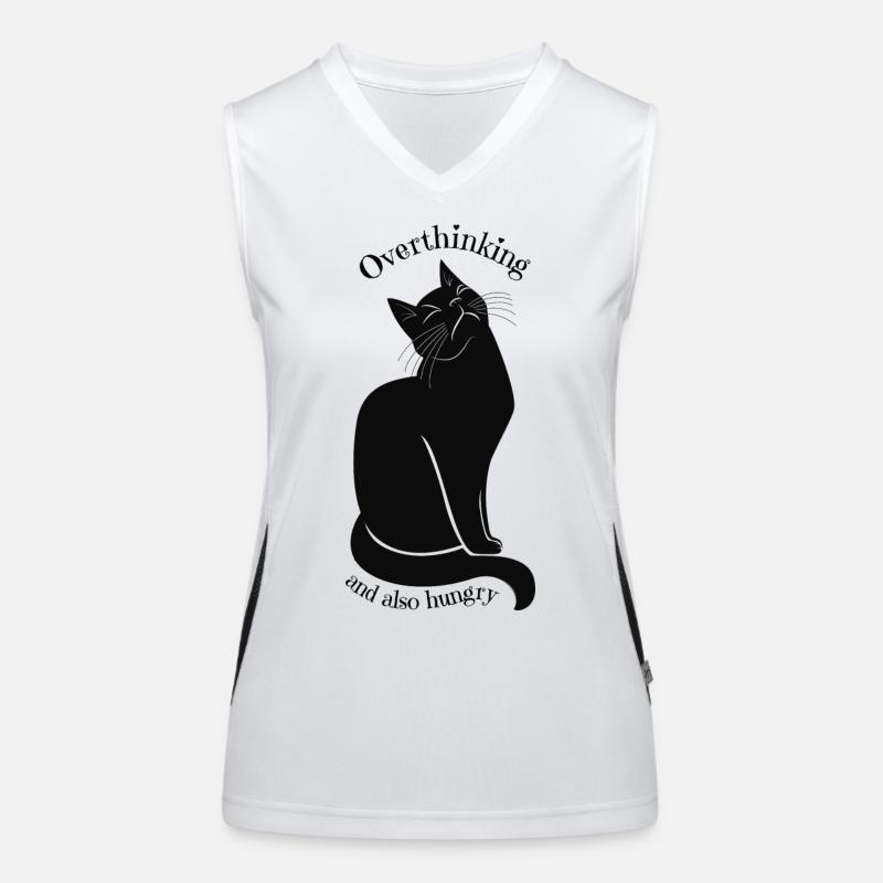 overthinking cat (and also hungry) Women's Functional Contrast Tank Top