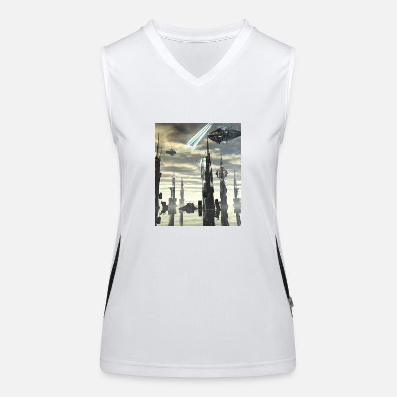 Fantasie Science Fiction Stadt Funktionelles Kontrast-Tank Top für Frauen