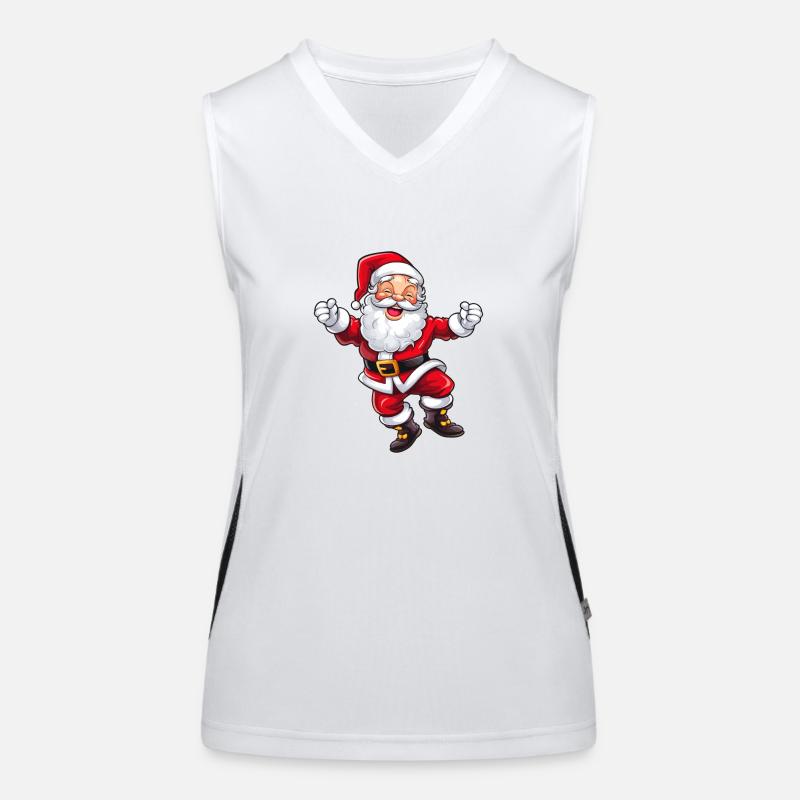 Fröhlicher lachender Weihnachtsmann mit Bart Funktionelles Kontrast-Tank Top für Frauen