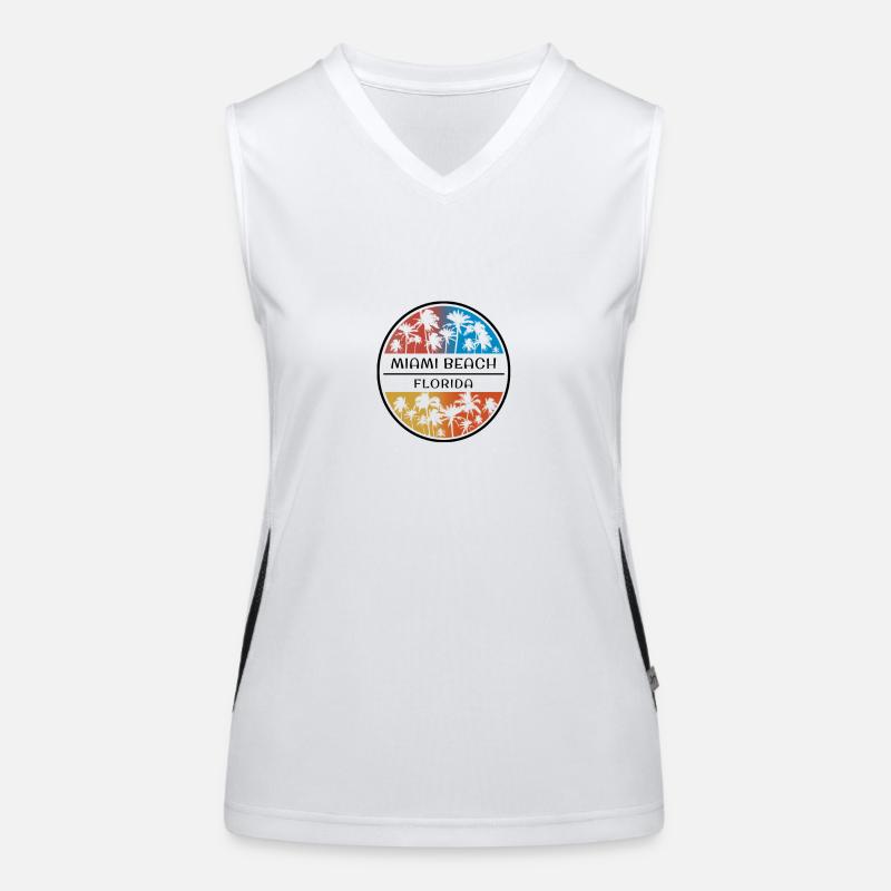 Miami Beach Florida Palm Tree Stylish Vacation Women's Functional Contrast Tank Top