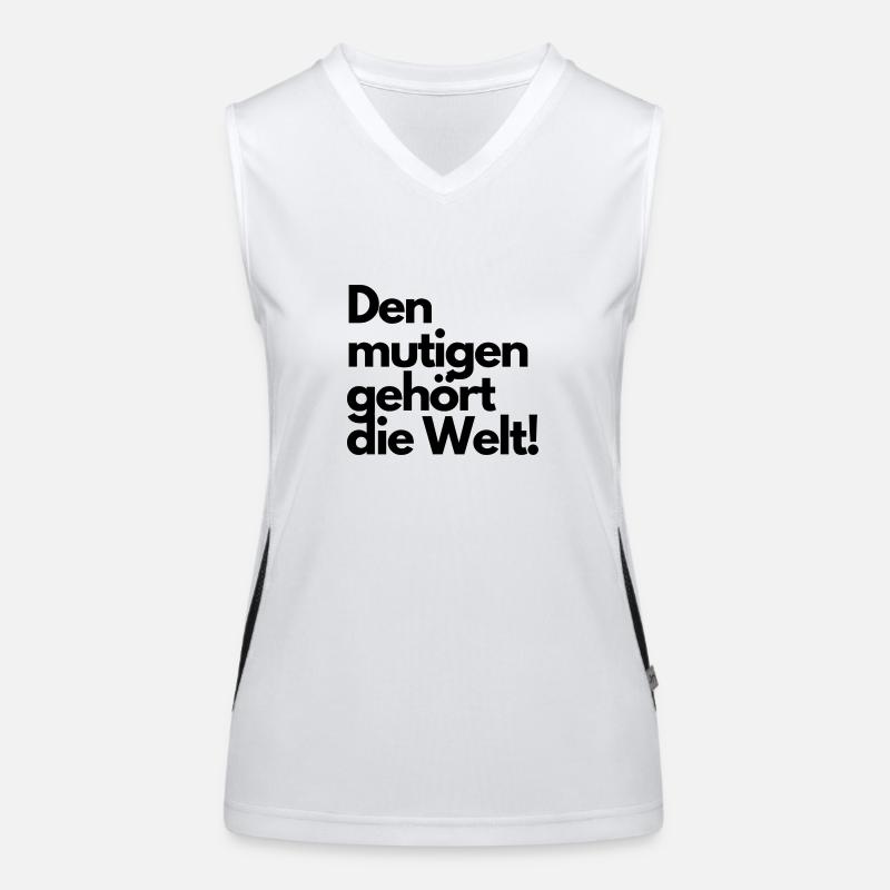 Den mutigen gehört die Welt! Spruch Funktionelles Kontrast-Tank Top für Frauen