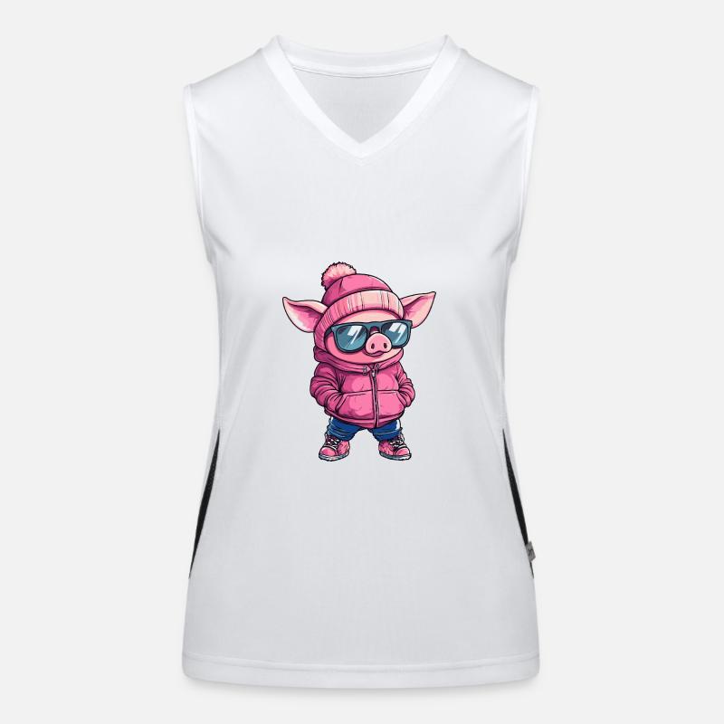 Cochon Bande dessinée cool Débardeur respirant contrasté Femme
