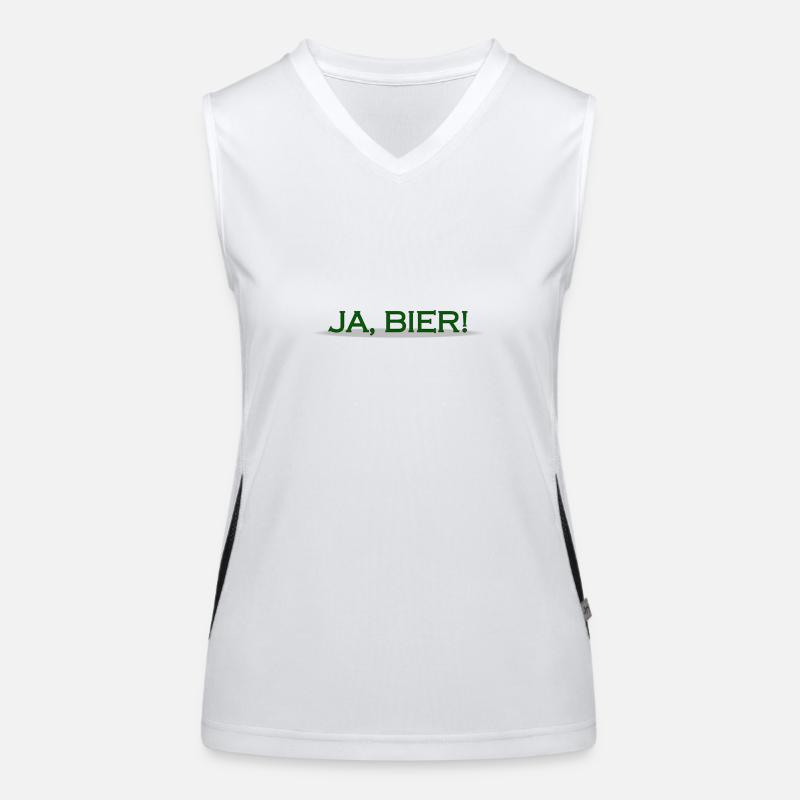 JA BIER grüne Schrift Funktionelles Kontrast-Tank Top für Frauen