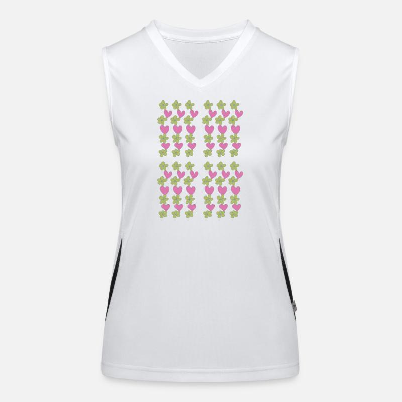 hearts flowers pattern Women's Functional Contrast Tank Top