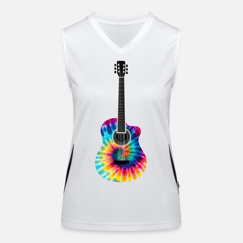 Design de guitare Tie Dye multicolore Débardeur respirant contrasté Femme