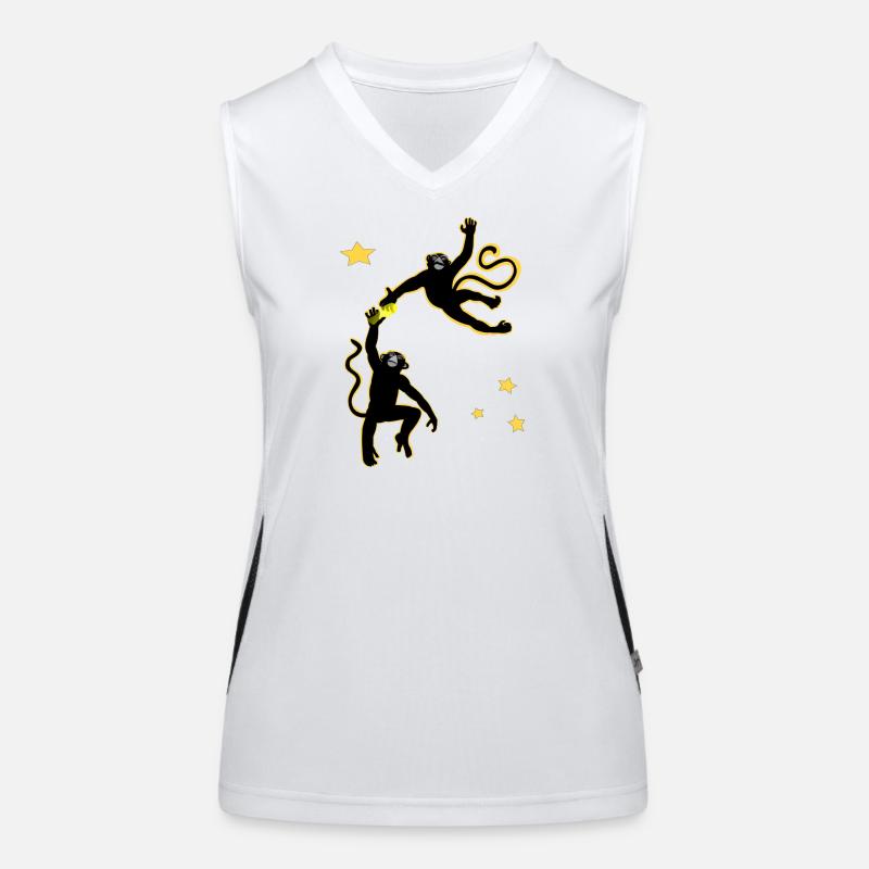 Zwei Affen, die ein Bier schwingen Funktionelles Kontrast-Tank Top für Frauen