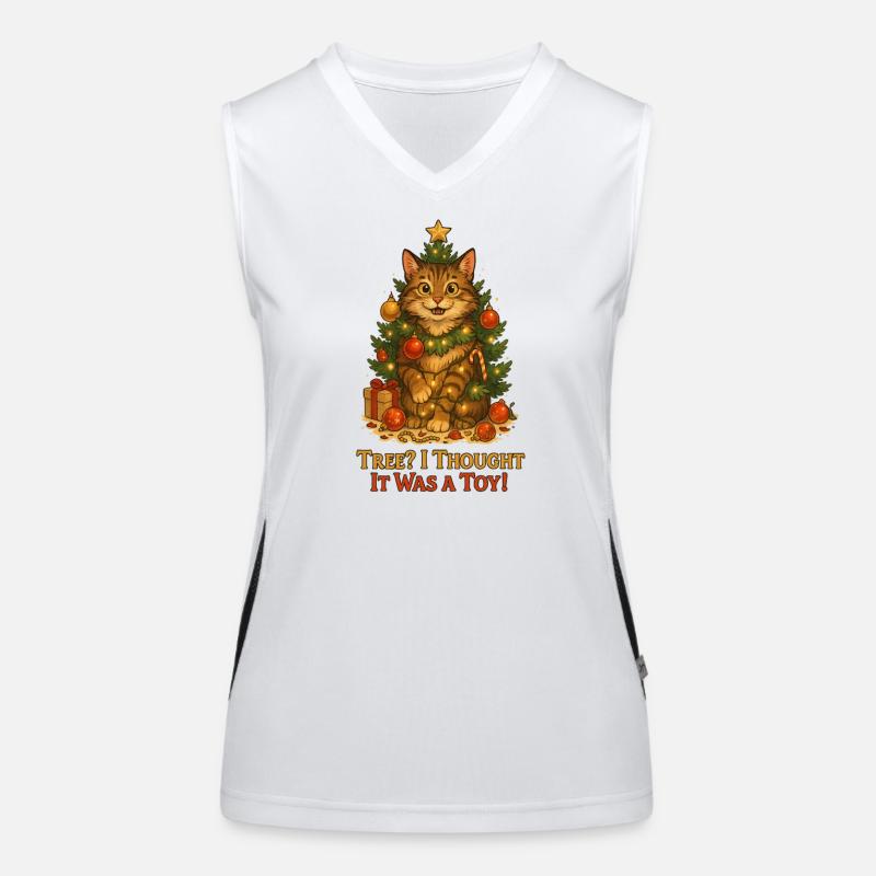 Arbre à chat Blague de Noël Débardeur respirant contrasté Femme