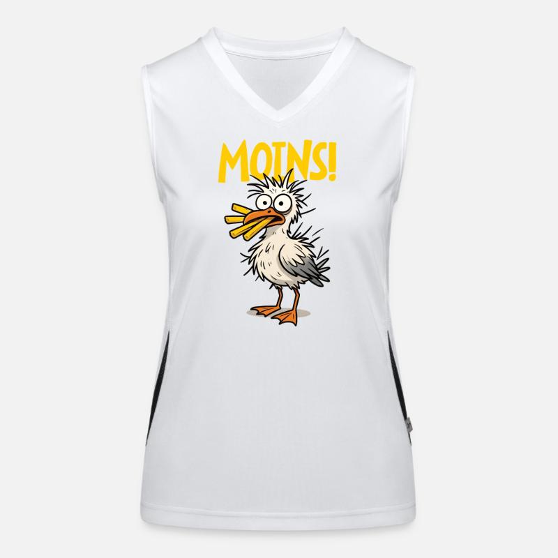 Moins funny seagull with fries Women's Functional Contrast Tank Top