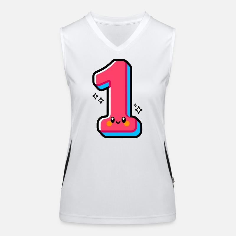 Nummer 1 Happy Pink Illustrated Funktionelles Kontrast-Tank Top für Frauen