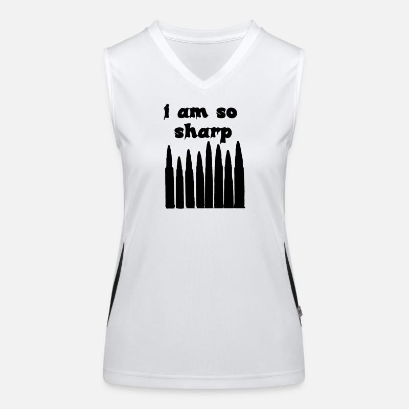 I Am So Sharp Bullet Typography Dark Statement Art Funktionelles Kontrast-Tank Top für Frauen