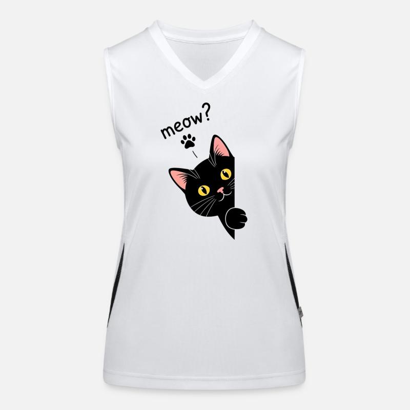 Neugierige schwarze Katze am Rand Meow! - Black Ca Funktionelles Kontrast-Tank Top für Frauen