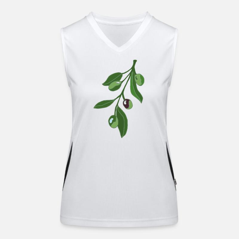 Olive Branch Botany Illustration - Women's Functional Contrast Tank Top - white/black