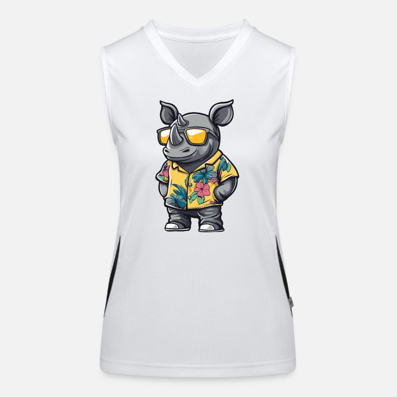 Nashorn Comic Urlaub Funktionelles Kontrast-Tank Top für Frauen