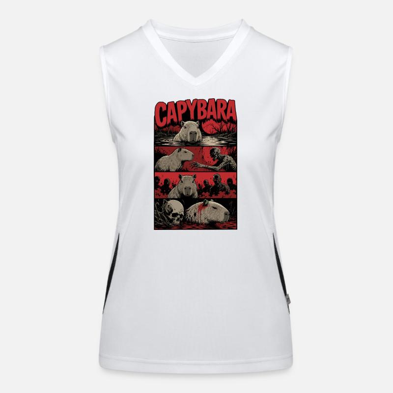 Zombie Capybara Horror Art Funktionelles Kontrast-Tank Top für Frauen