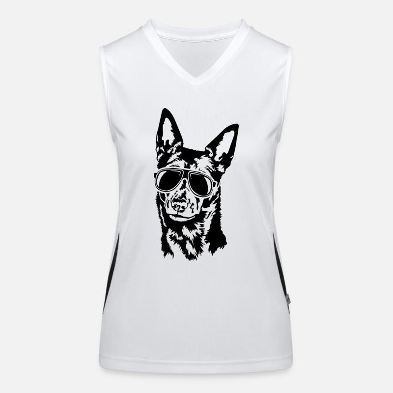 Australian Kelpie cool Hunde Portrait Wilsigns Funktionelles Kontrast-Tank Top für Frauen