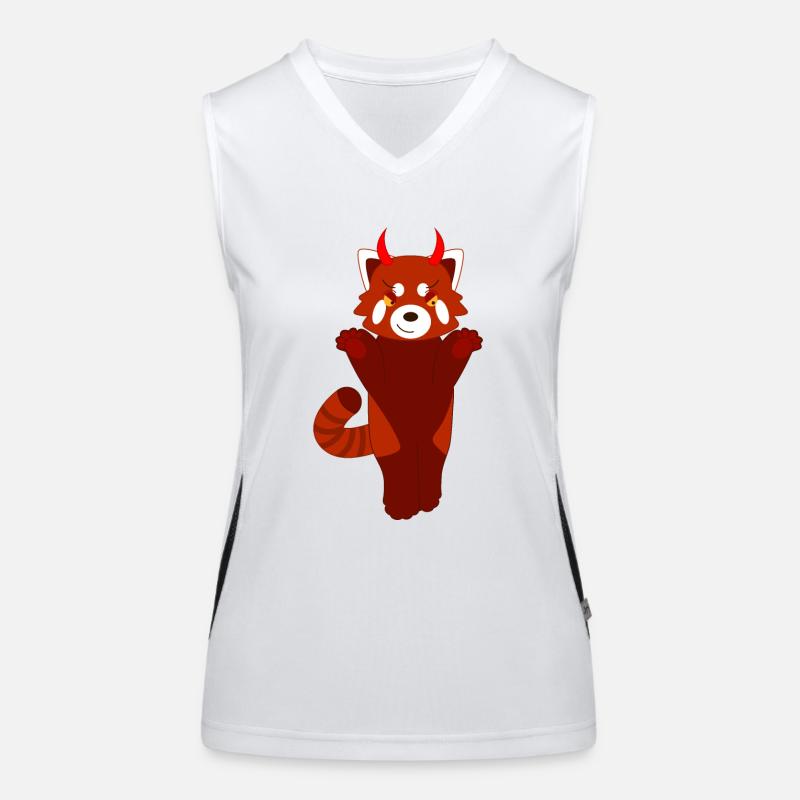 Red panda disguised as a devil for Halloween Women's Functional Contrast Tank Top