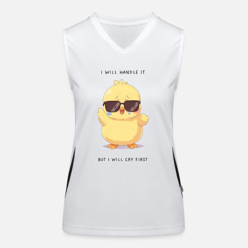 I Will Handle It – Crying Chick mit Brille Funktionelles Kontrast-Tank Top für Frauen