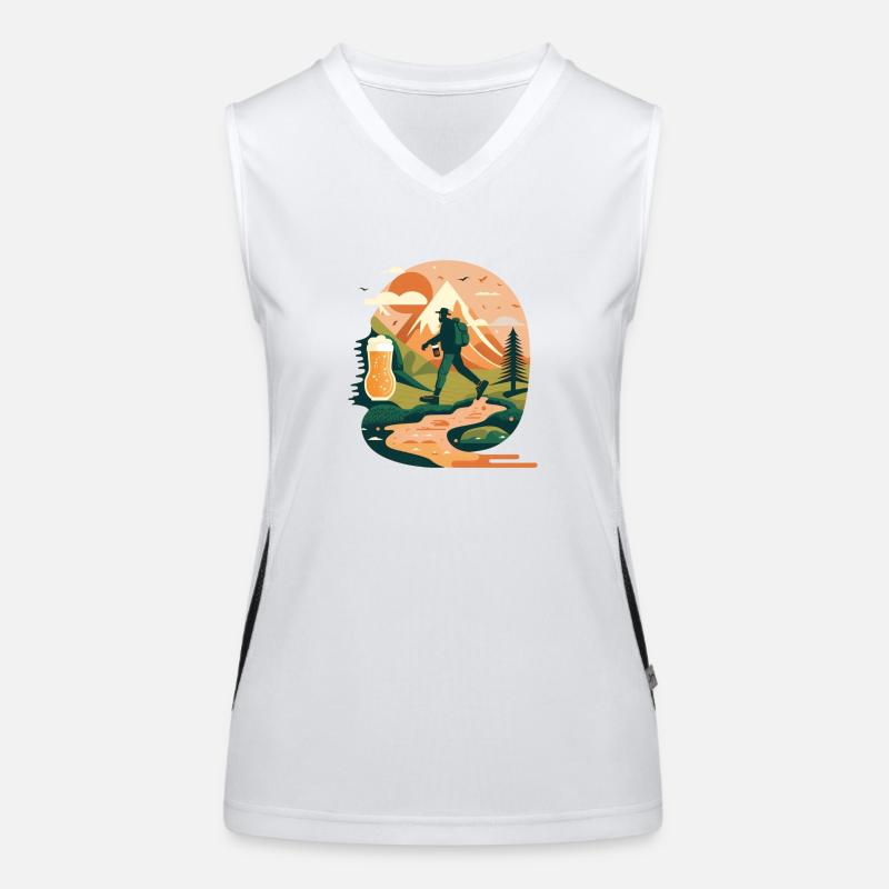 Beer hike in the mountains with backpack Women's Functional Contrast Tank Top