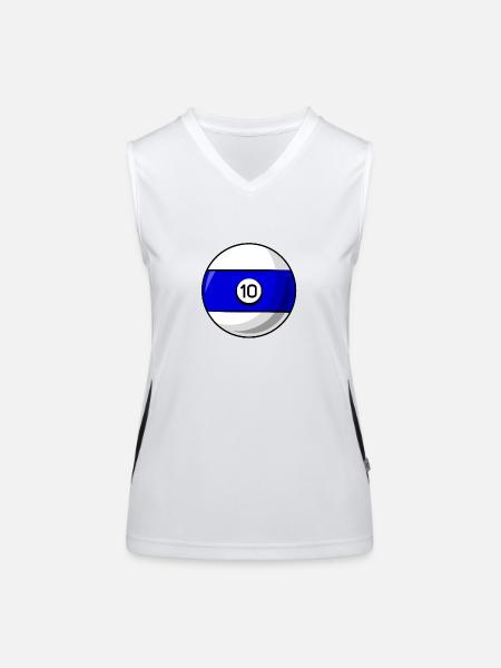Billiard ball 10 blue Billiards ten - Women's Functional Contrast Tank Top - white/black - Front