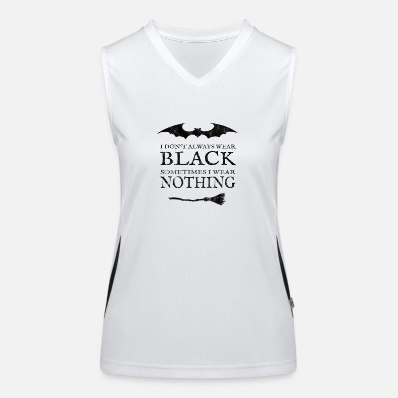 Schwarz oder Nackt. Mit Fledermaus und Besen. Funktionelles Kontrast-Tank Top für Frauen