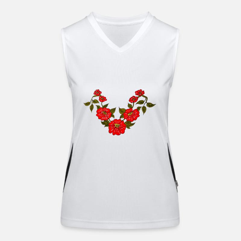 Red Floral Vine Pattern Women's Functional Contrast Tank Top