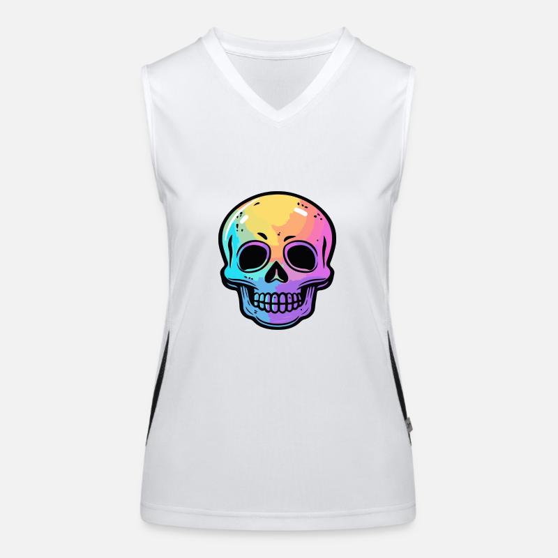 Crâne Halloween Squelette coloré Débardeur respirant contrasté Femme