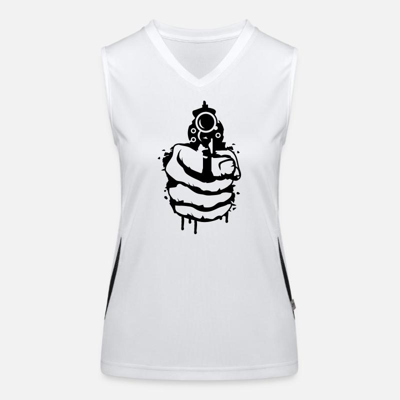 Un revolver dans sa main comme un graffiti Débardeur respirant contrasté Femme