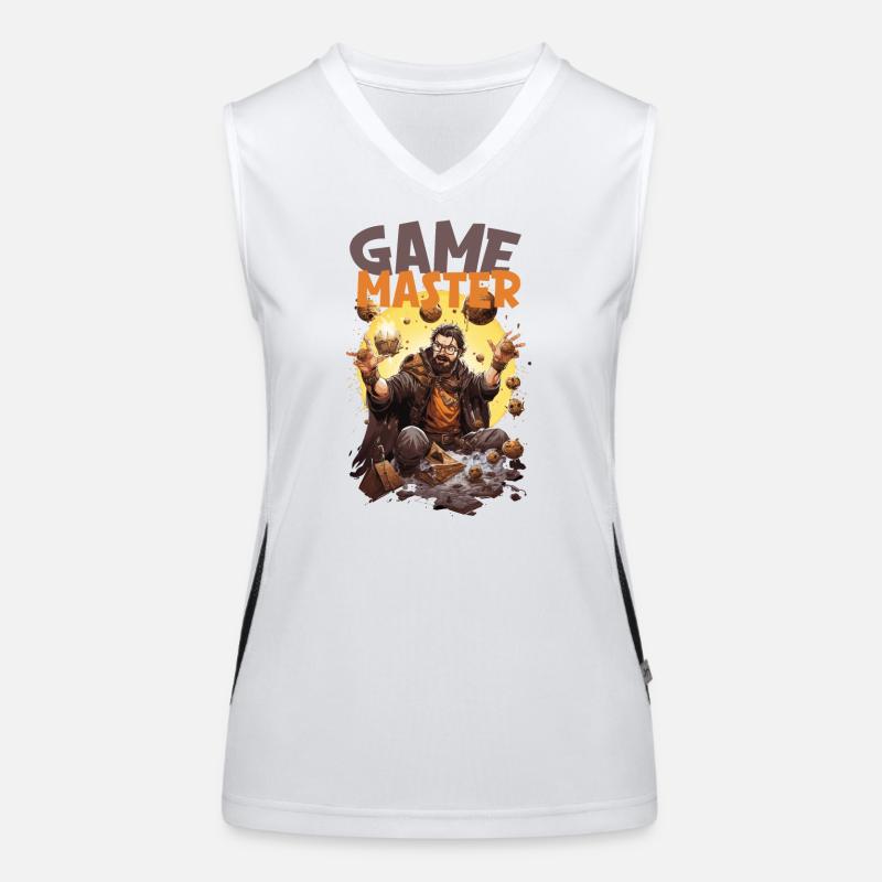 Maître de jeu avec des dés volants – RPG Nerd Débardeur respirant contrasté Femme