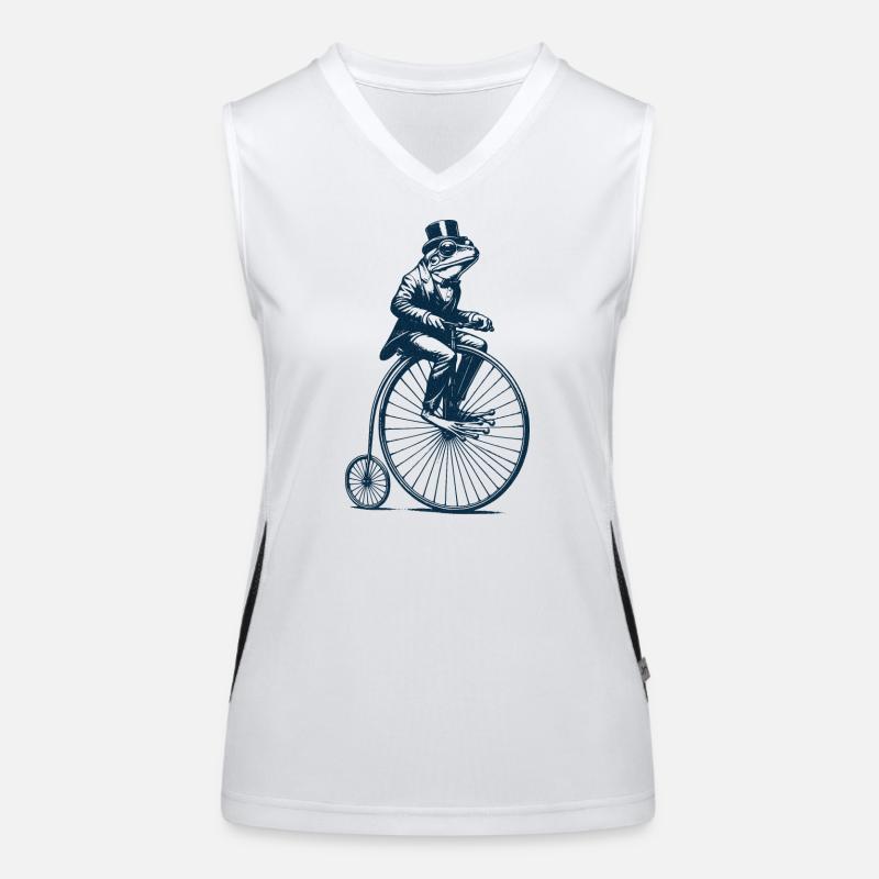 Frog on a penny-farthing Women's Functional Contrast Tank Top