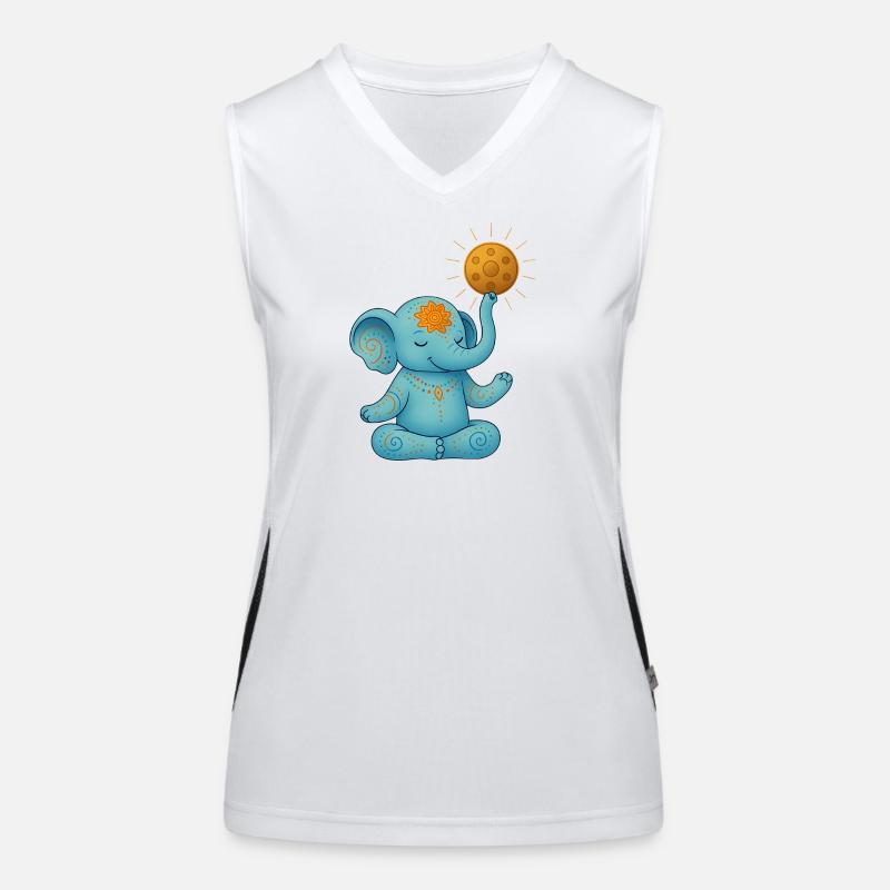 Yoga Elefant mit Handpan Sonne Funktionelles Kontrast-Tank Top für Frauen