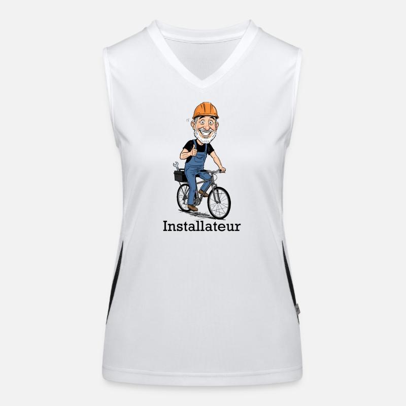 Construction Worker Bicycle Hero Women's Functional Contrast Tank Top